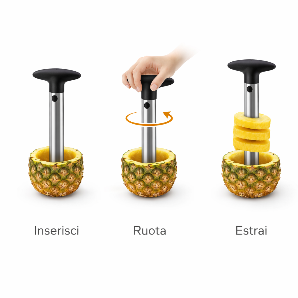Taglia Ananas in Acciaio Inox con Manico Rimovibile