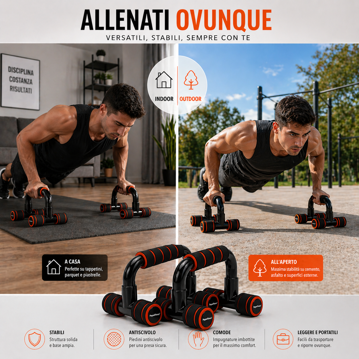 Maniglie per Flessioni Push Up Antiscivolo per Allenamento Muscolare Interno ed Esterno