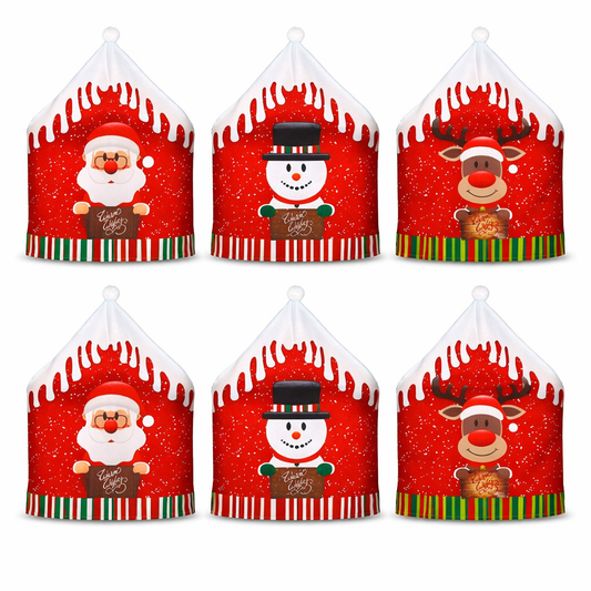 Set di 6 Copri Sedia Fantasia Natale
