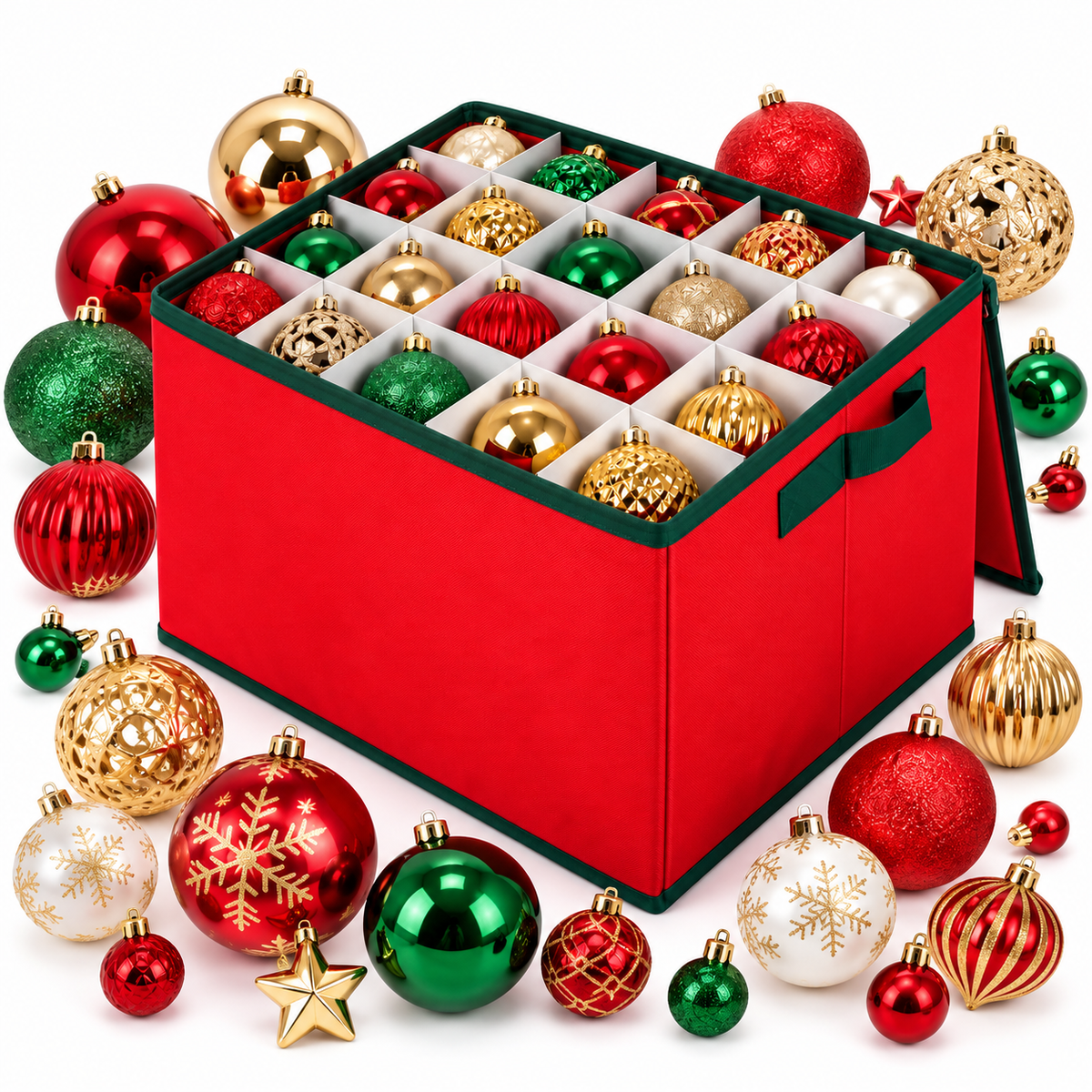 Scatola Porta Palline di Natale con Divisori – Custodia Pieghevole 43x35x35 cm
