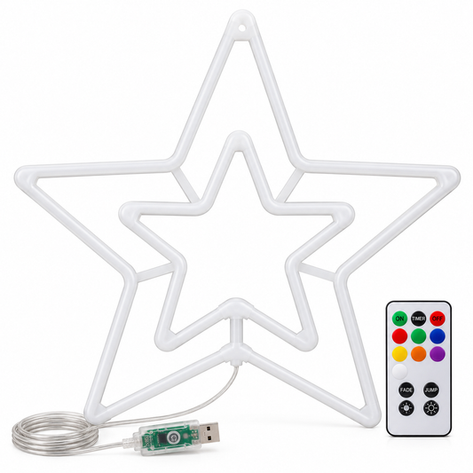 Stella di Natale Luminosa LED 58x58 cm Multicolore con Telecomando USB
