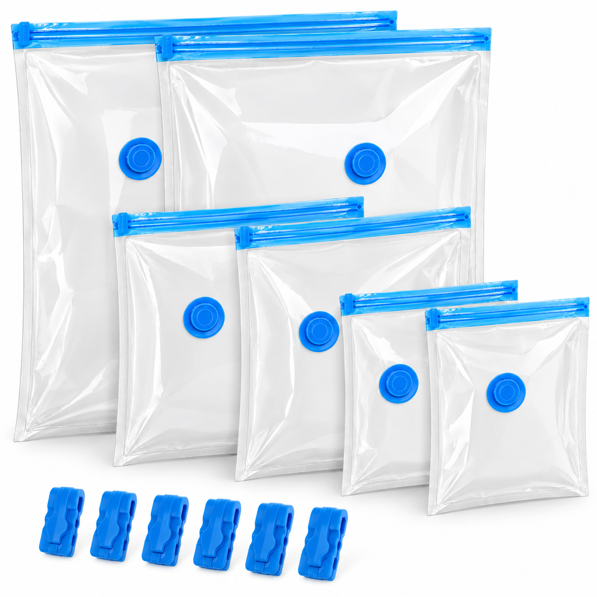 Set da 6 Sacchetti Salvaspazio Sottovuoto per Organizzazione Armadio di Varie misure