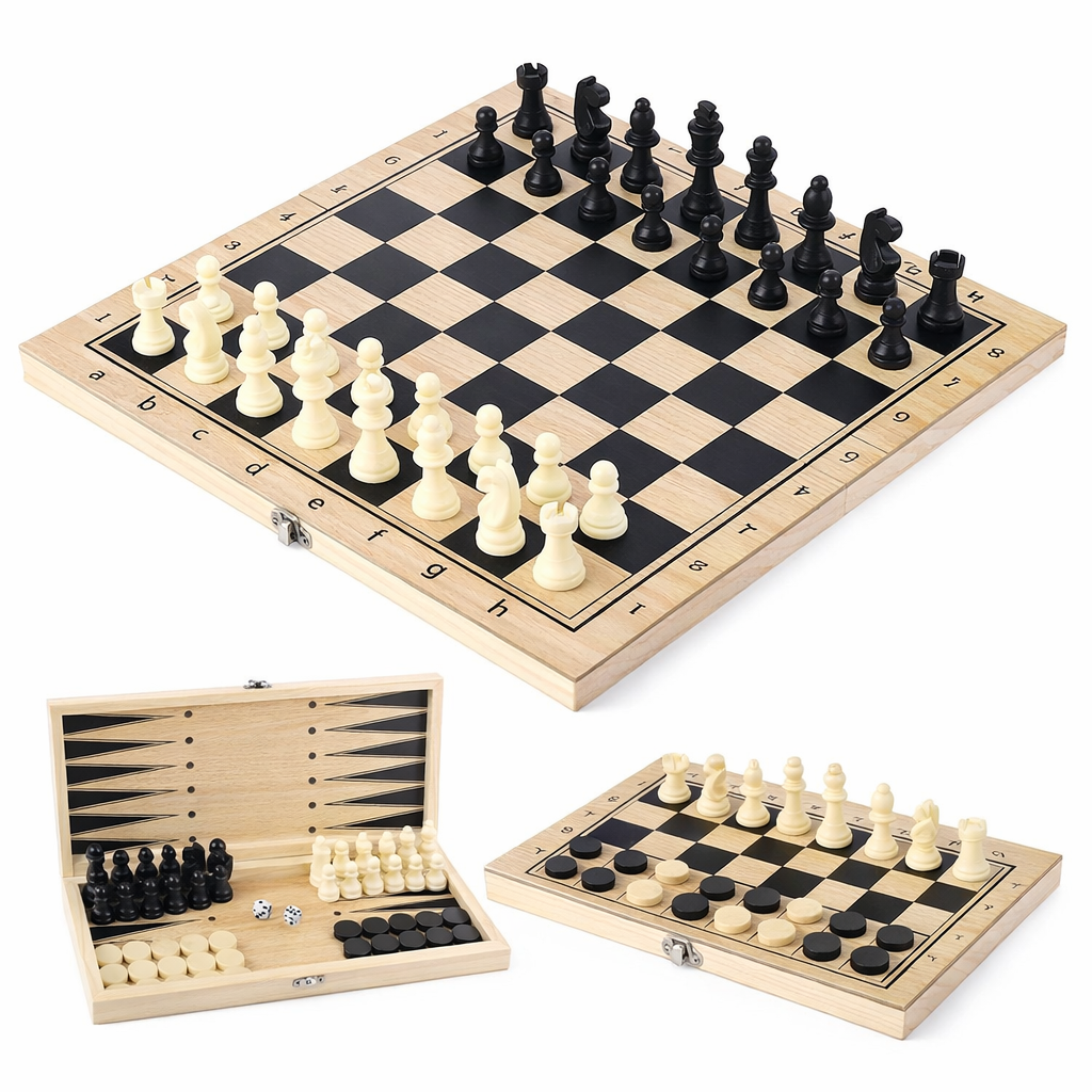 Set 3 in 1 Dama, Scacchi e Backgammon
