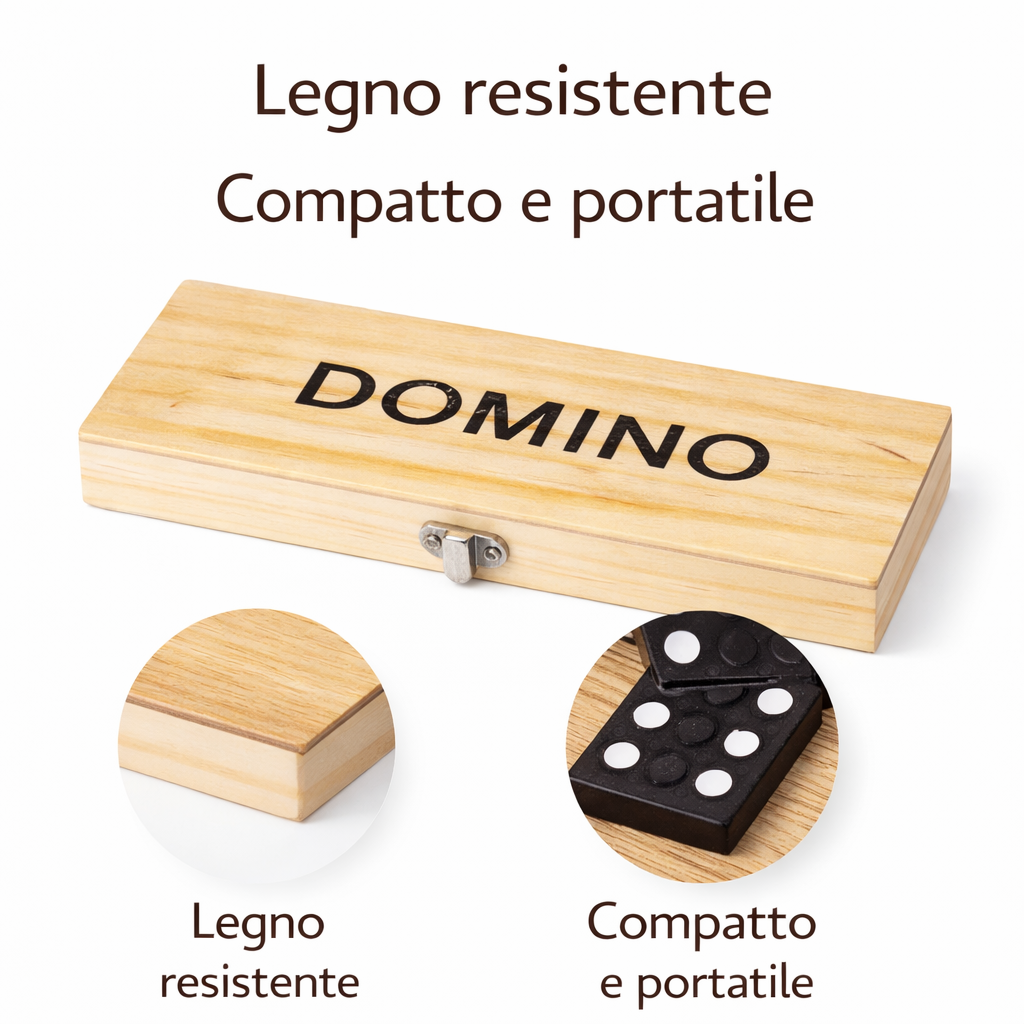 Domino in Legno Classico – Set Completo Compatto e Resistente