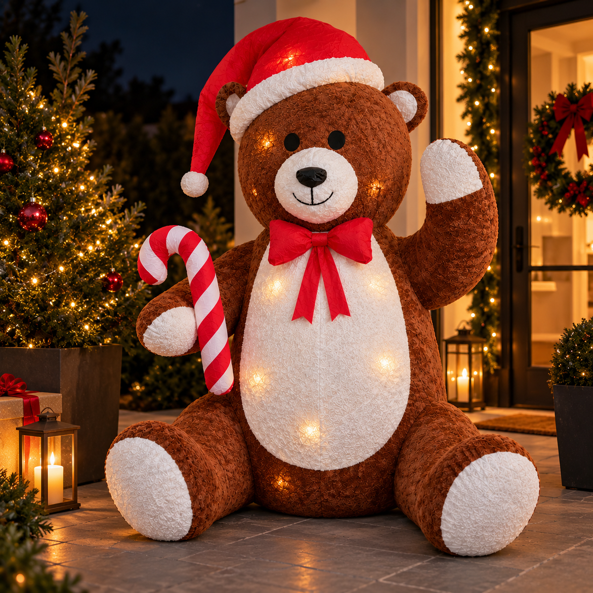Orso Gonfiabile Natalizio Gigante 200 cm con Luci LED