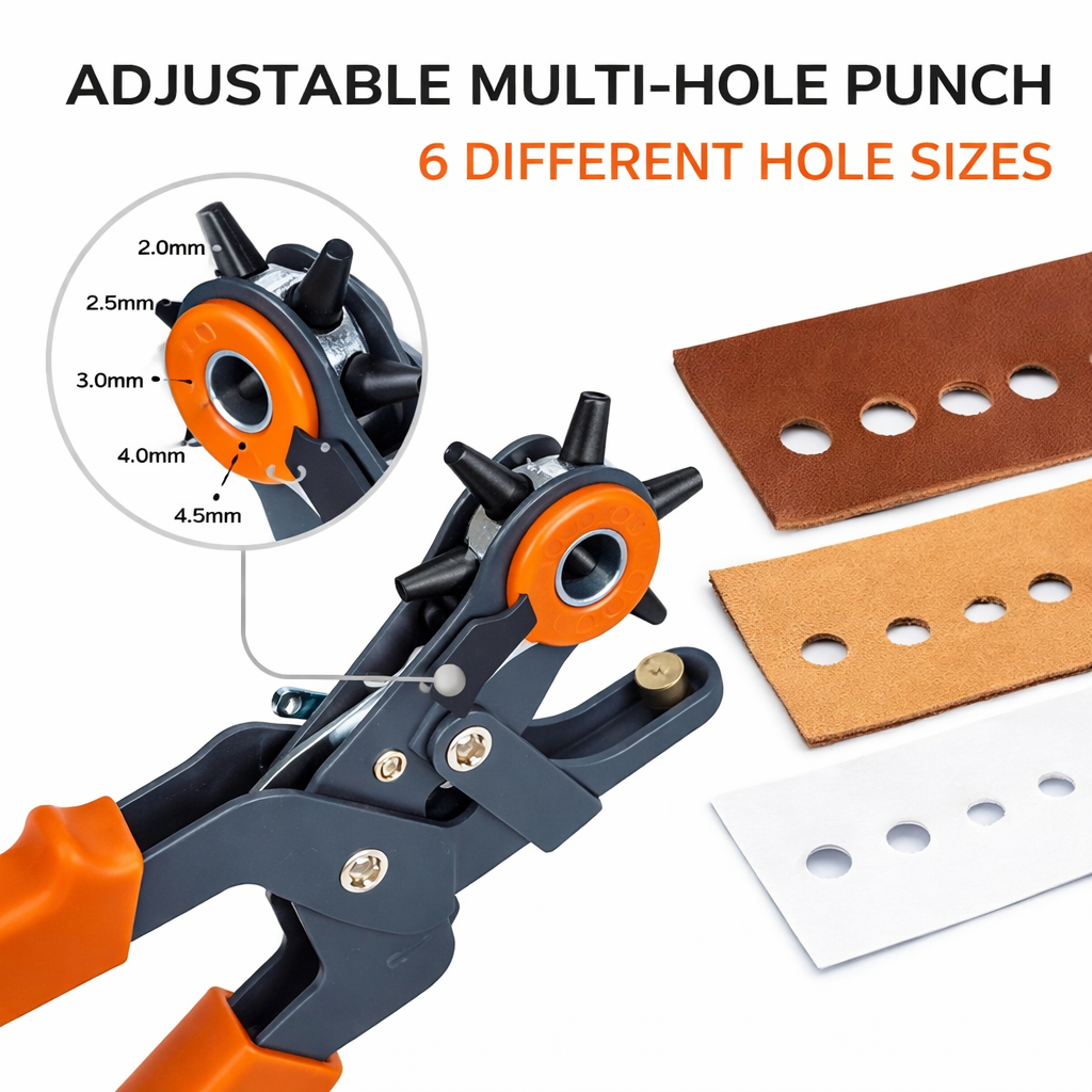 Pinza Fustellatrice per Buchi Cintura con 6 Misure