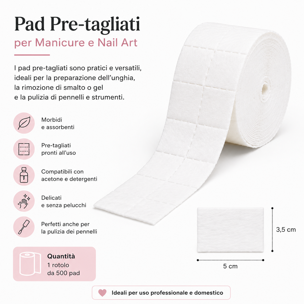 Rotolo Pad Pretagliati per Pulizia Unghie