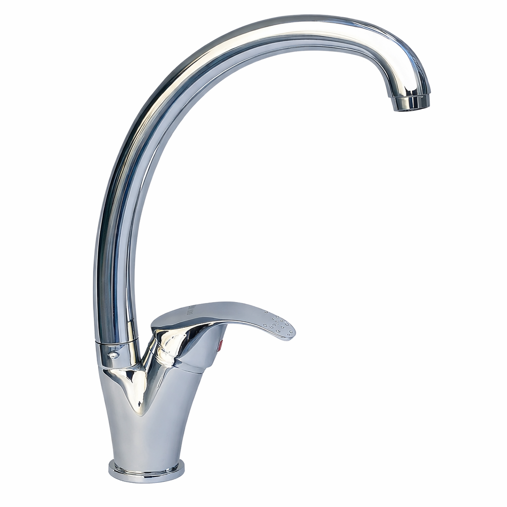 Rubinetto Cucina Cromato con Collo Alto – Miscelatore Monocomando Design Moderno