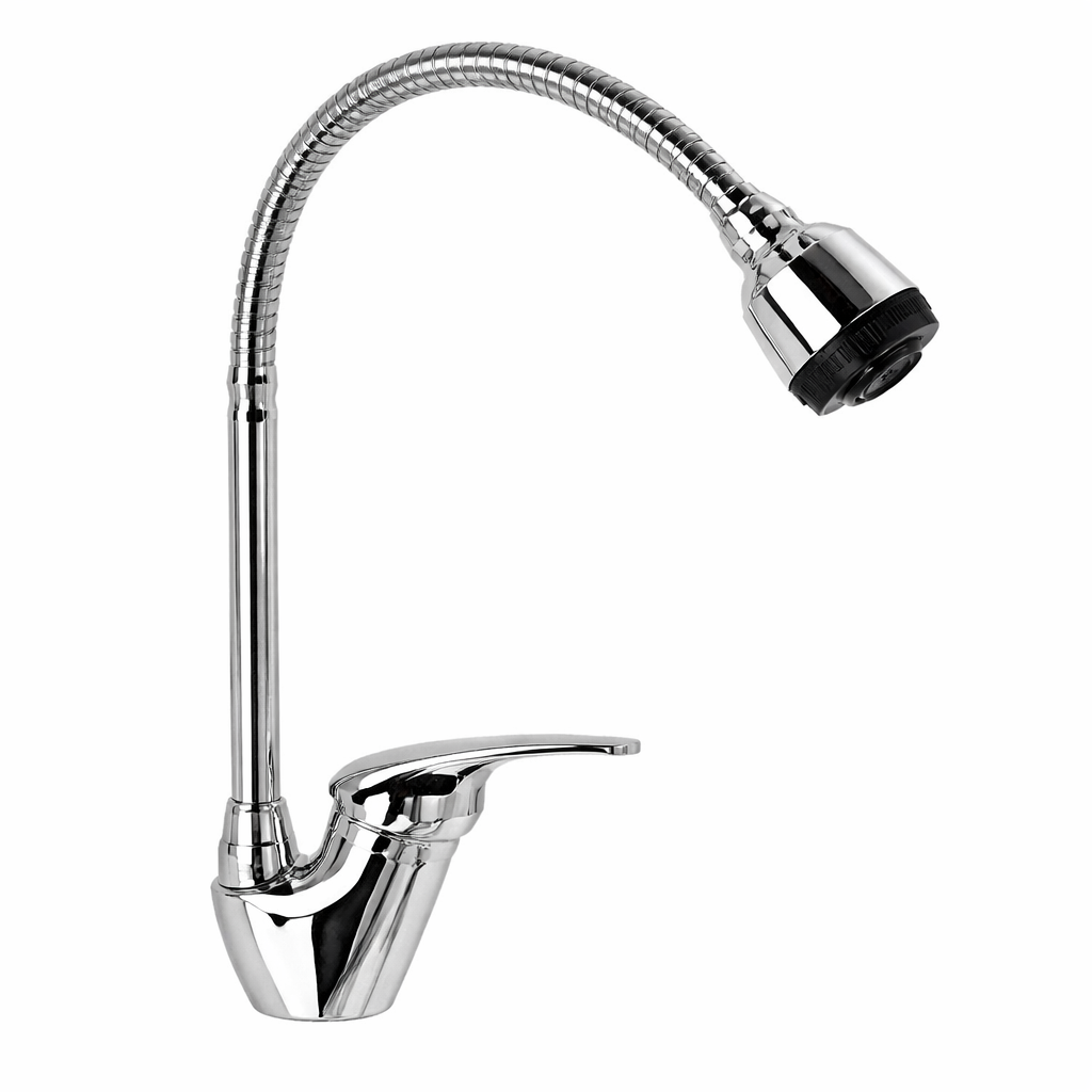 Rubinetto Cucina con Molla Flessibile Cromato - Miscelatore Monocomando con Doccetta