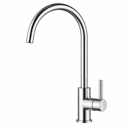 Rubinetto Cucina Design Moderno Cromato – Miscelatore Monocomando con Collo Alto