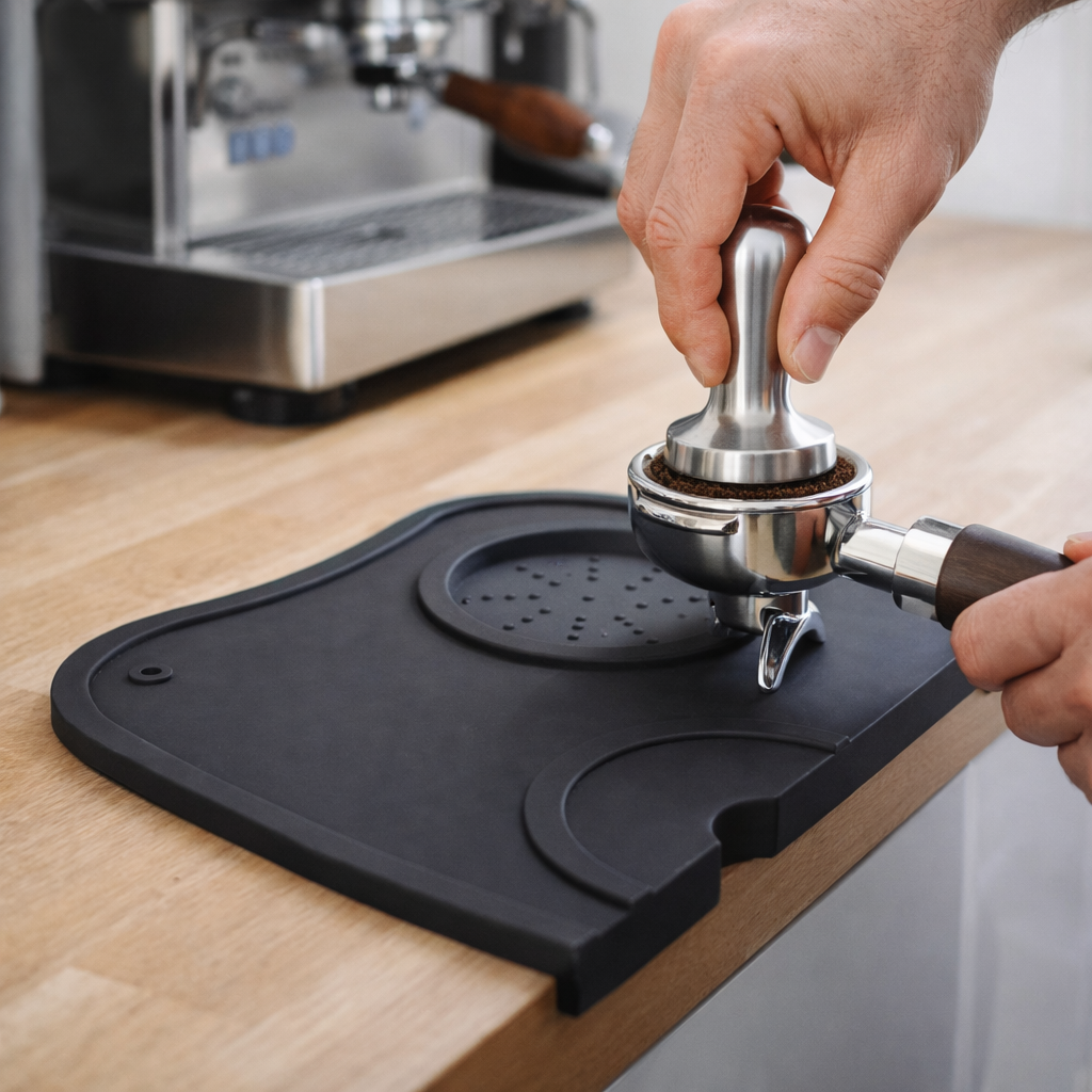 Tappetino Pressino per Caffè in Silicone Nero