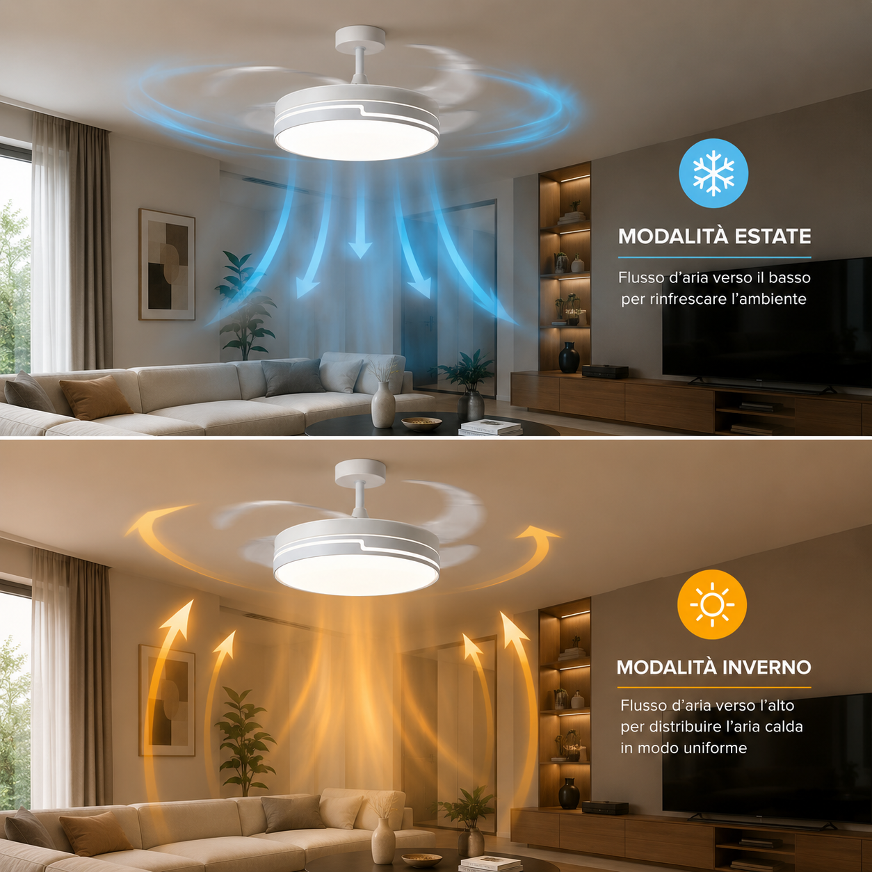 Ventilatore da Soffitto LED Silenzioso con Telecomando e Luce Dimmerabile 3 Colori